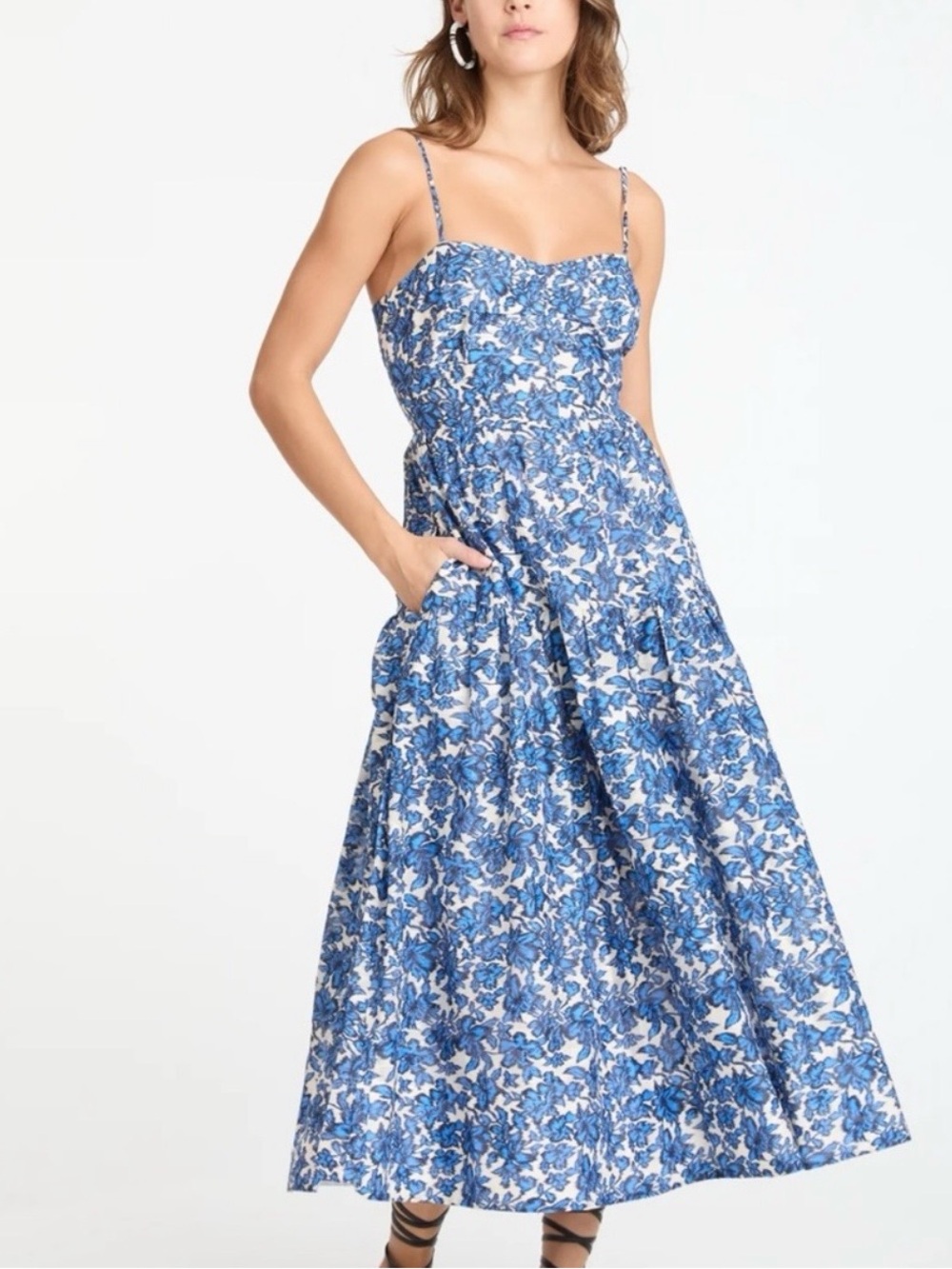 Tanya Taylor - Verona Dress in Maritime Blue/Off White Size 20